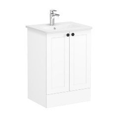 Vitra Root Classic 68757 Lavabo Dolabı, Kapaklı, 60 Cm, Yerden, Mat Beyaz, Yuvarlak Lavabolu